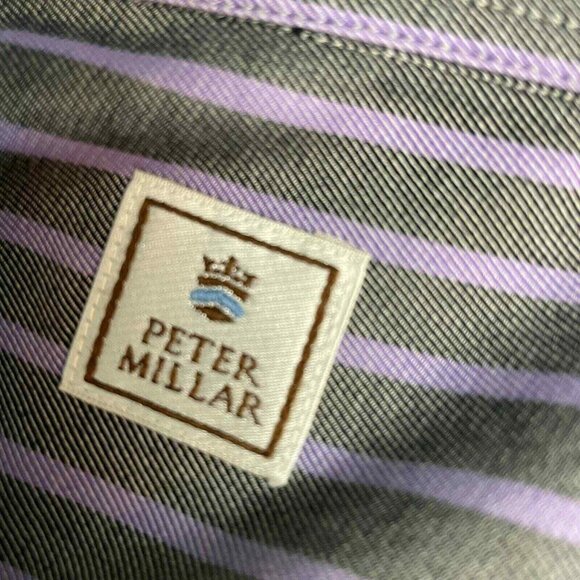 Peter Millar Shirt Mens‎ Size XXL Purple Stripe Long Sleeve Button Up Cotton - Picture 9 of 10